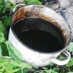Engine oil drained from the Lada Kalina engine