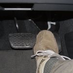 The location of the pedals in the car