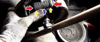 The location of the brake cylinder in the car and its pistons
